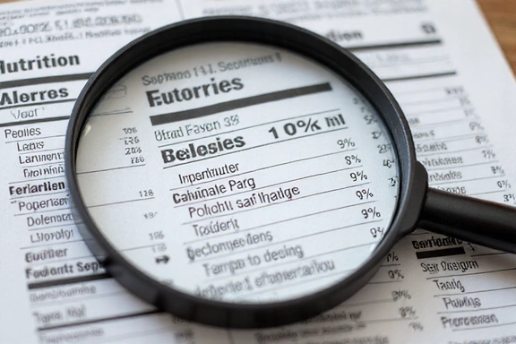 A magnifying glass over a nutrition label, highlighting the importance of understanding food ingredients.